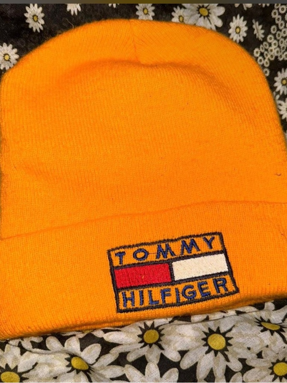 Tommy Hilfiger Kids Bright Orange Knit Beanie with Logo Patch